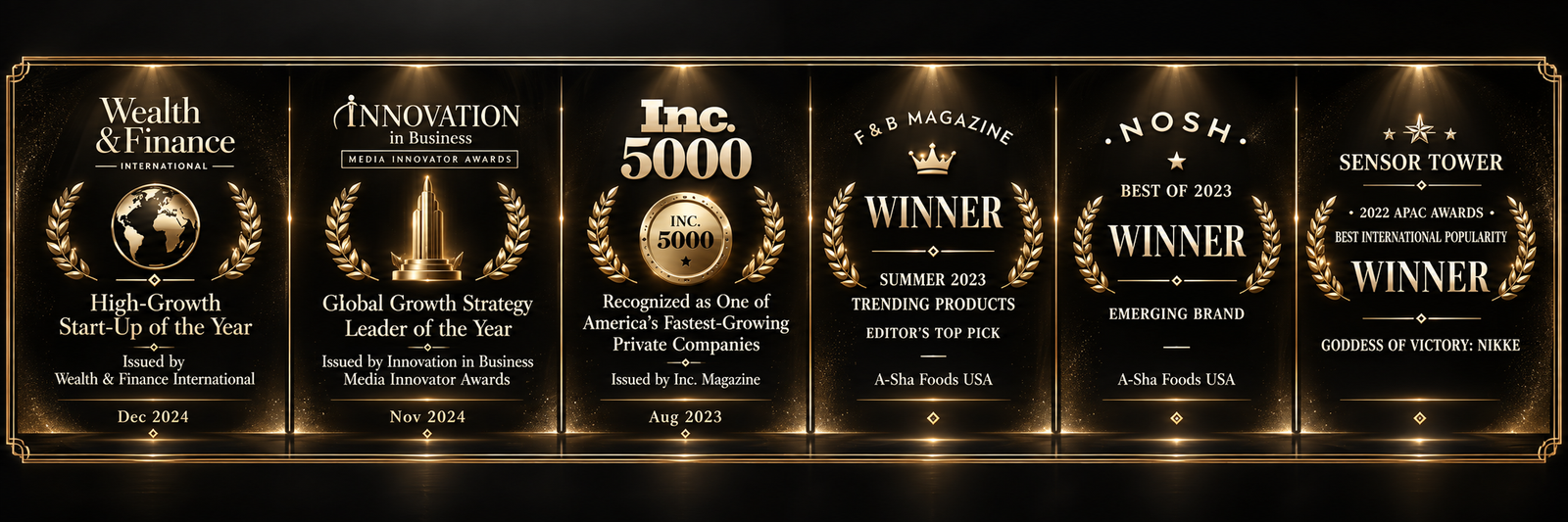 Awards and recognition graphic for brands and projects associated with my work