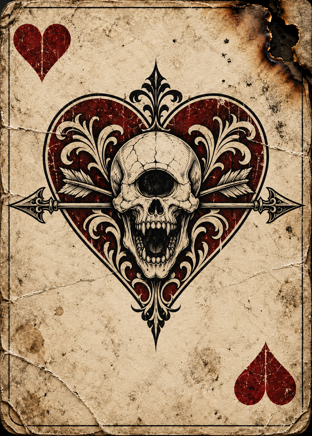 Cyclops skull heart card